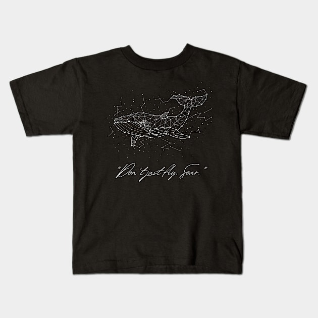 Black White Illustration Star Constellation Whale Kids T-Shirt by StanleysDesigns